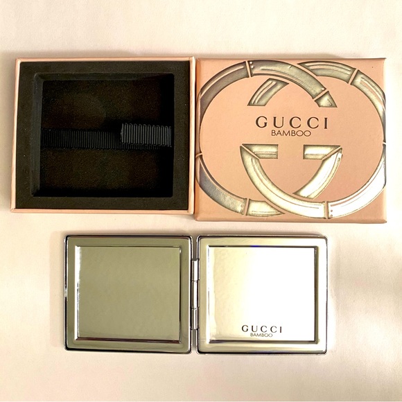 NEW GUCCI Bamboo Compact Silver Mirror Magnification - Picture 2 of 13
